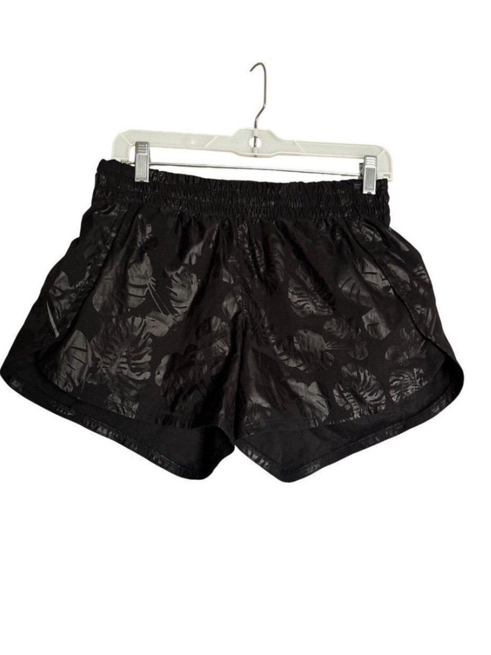 Athleta Black Women's Athletic Shorts with Subtle Leaf Shine